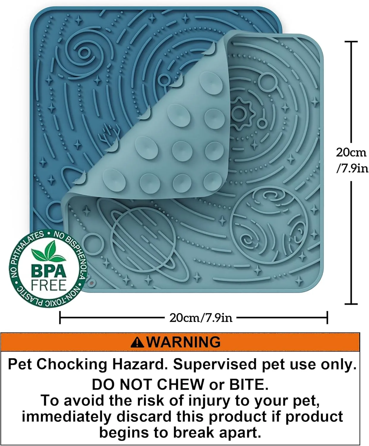 OHMO Lick Mat for Dogs and Cats(Large, Dark&Light Blue, 2pcs) Enrichment Accessories Toy Space Star Easy Clean Pet Slow Feeder/Suction Cups, Licking Pad for Anxiety Relief and Boredom Reduction