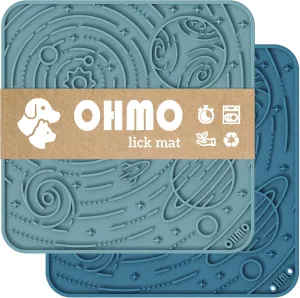OHMO Lick Mat for Dogs and Cats(Large, Dark&Light Blue, 2pcs) Enrichment Accessories Toy Space Star Easy Clean Pet Slow Feeder/Suction Cups, Licking Pad for Anxiety Relief and Boredom Reduction