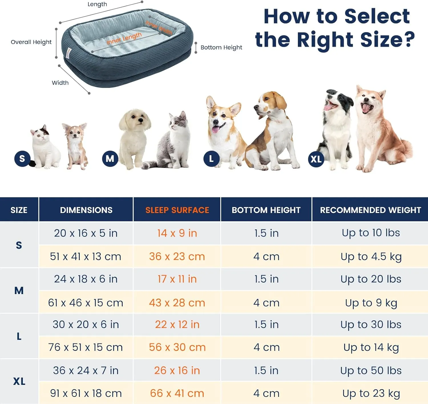 Orthopedic Cat Beds for Indoor Cats, Egg-Crate Memory Foam Pet Sofa with Bolster Sides, Oval Crate Bed, Washable Removable Cover & Non-Slip Bottom, Haze Blue