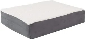 Orthopedic Dog Bed - 2-Layer Memory Foam Crate Mat with Machine Washable Sherpa Cover - 20x15 Pet Bed for Small Dogs Up to 20lbs by PETMAKER (Gray)