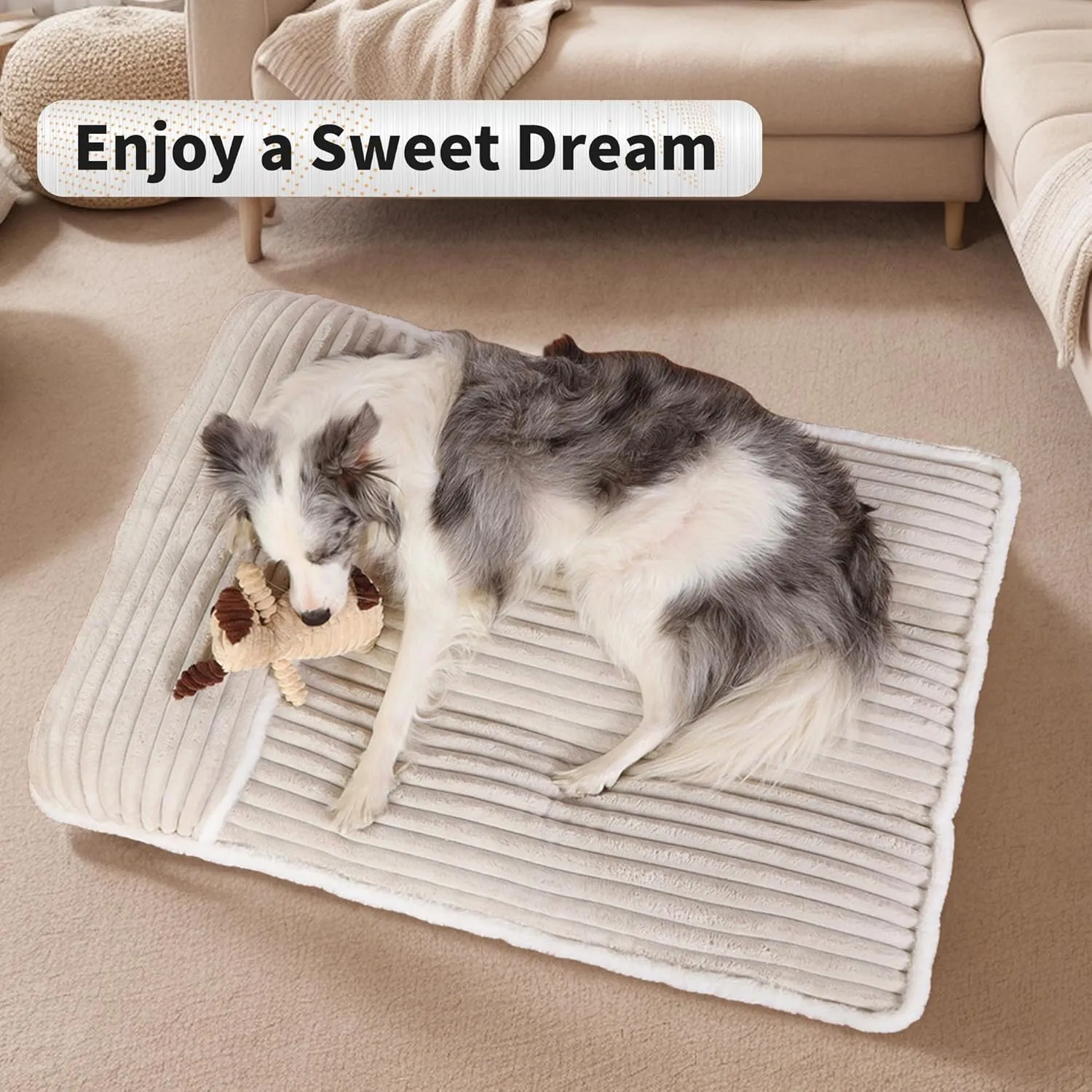 Orthopedic Dog Bed Pillow with Removable Cover & Shredded Memory Foam  Luxurious Plush Design, Non-Slip Base, Machine-Washable for Dogs Up to 65 lbs