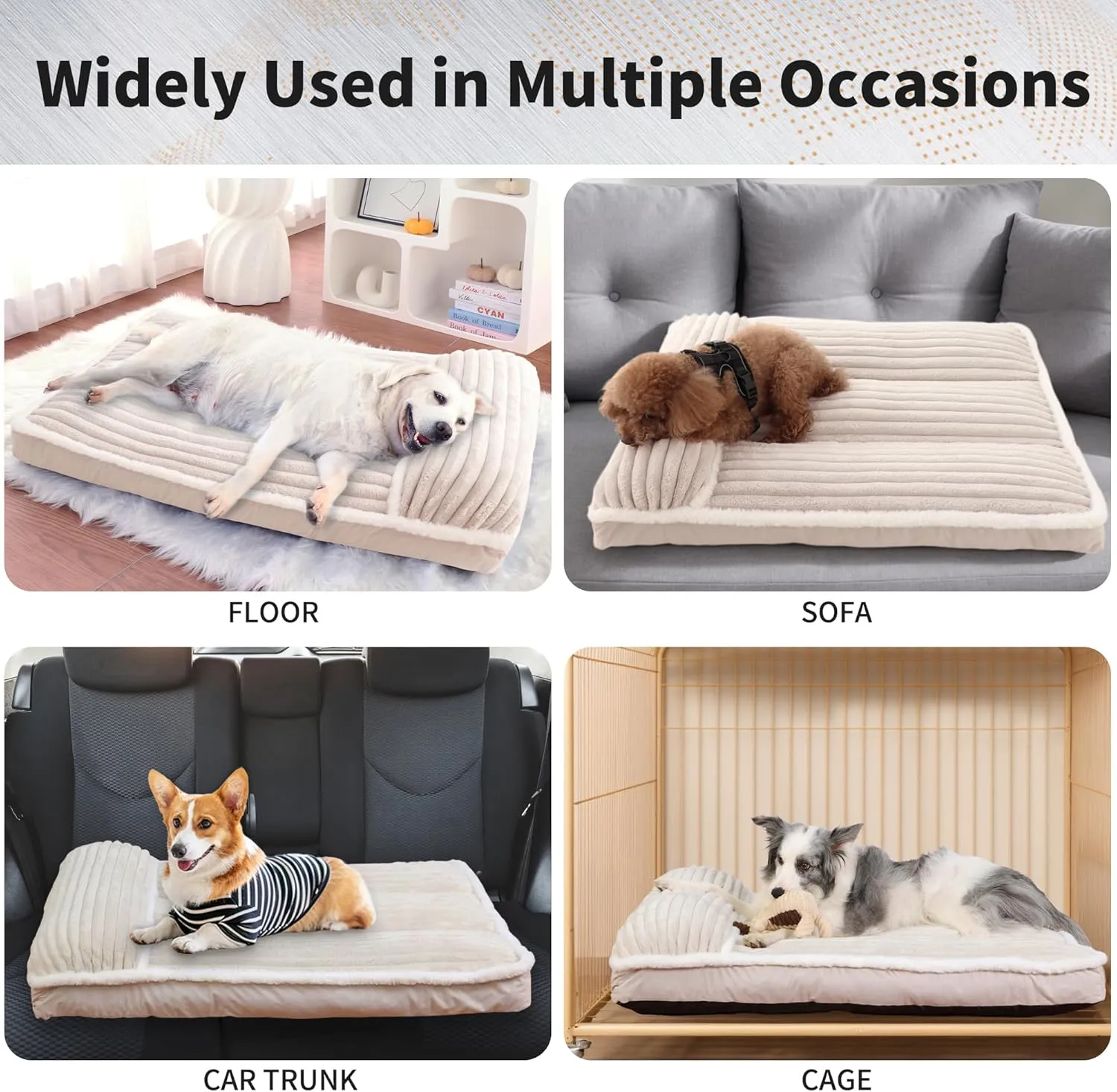 Orthopedic Dog Bed Pillow with Removable Cover & Shredded Memory Foam  Luxurious Plush Design, Non-Slip Base, Machine-Washable for Dogs Up to 65 lbs