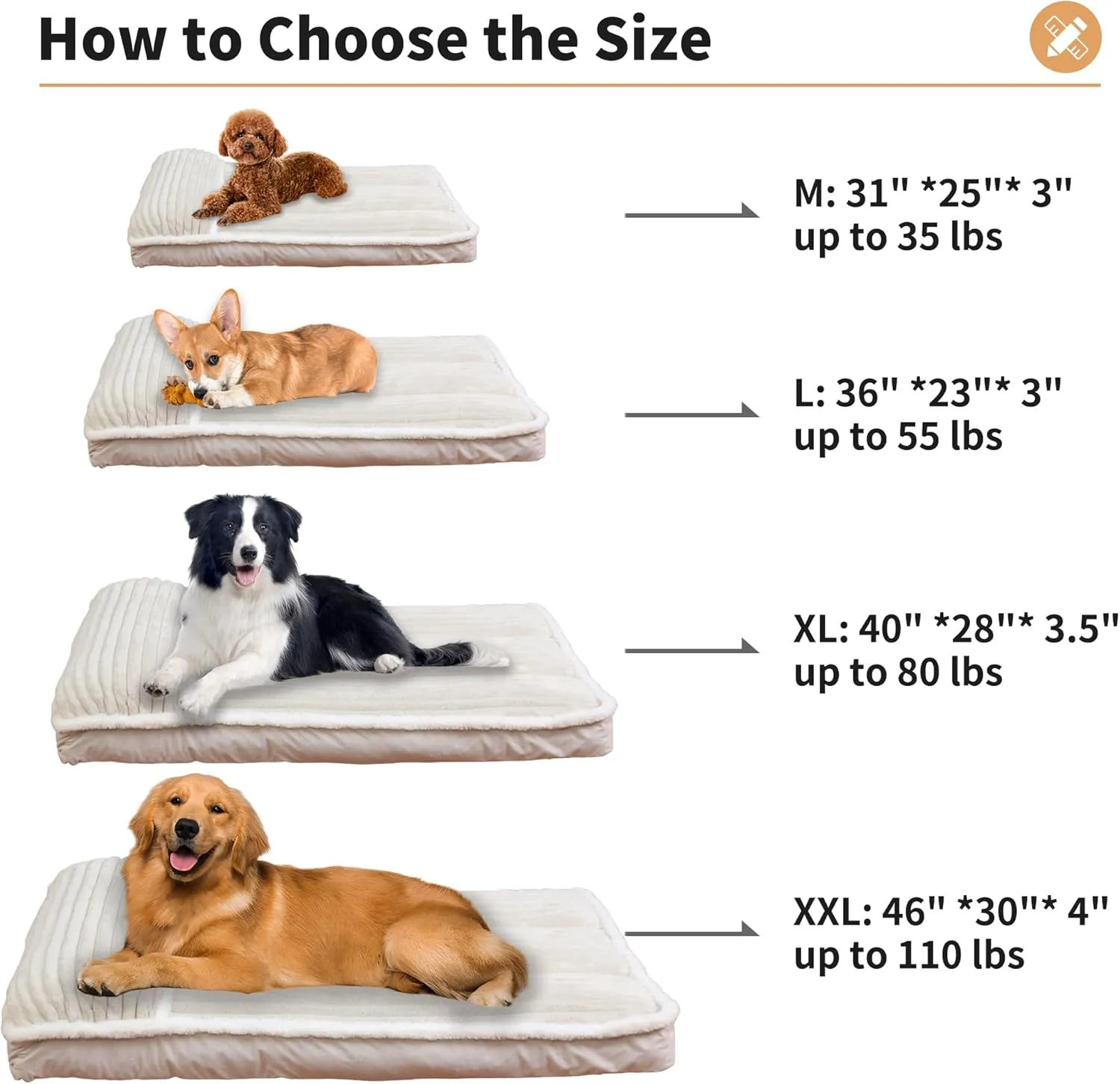 Orthopedic Dog Bed Pillow with Removable Cover & Shredded Memory Foam  Luxurious Plush Design, Non-Slip Base, Machine-Washable for Dogs Up to 65 lbs