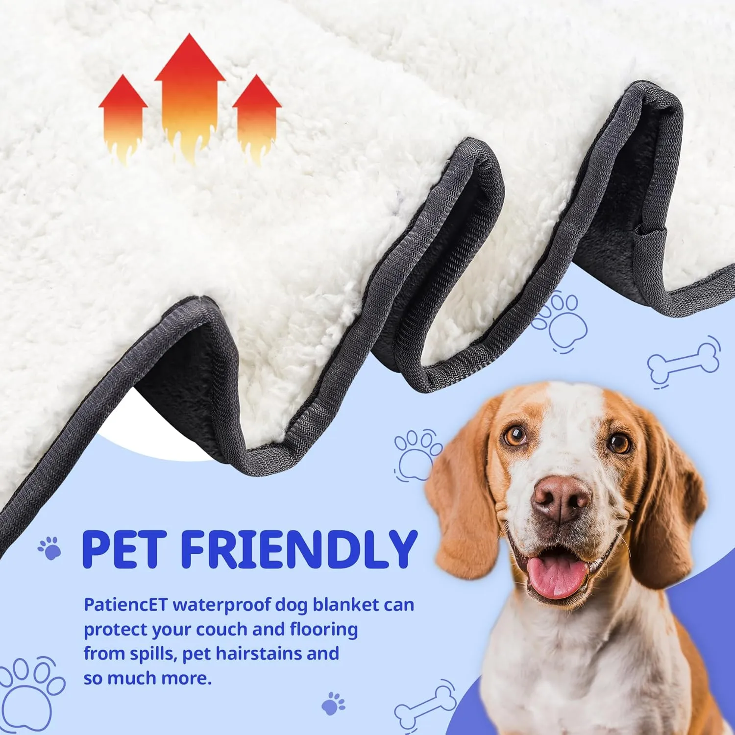 PatiencET Waterproof Dog Blanket for Small Dogs, Washable Reversible Sherpa Cat Puppy Pet Blanket, Fleece Dog Blanket for Couch Bed Furniture Cover Protector Outdoor Throw Blanket Gray30x40in