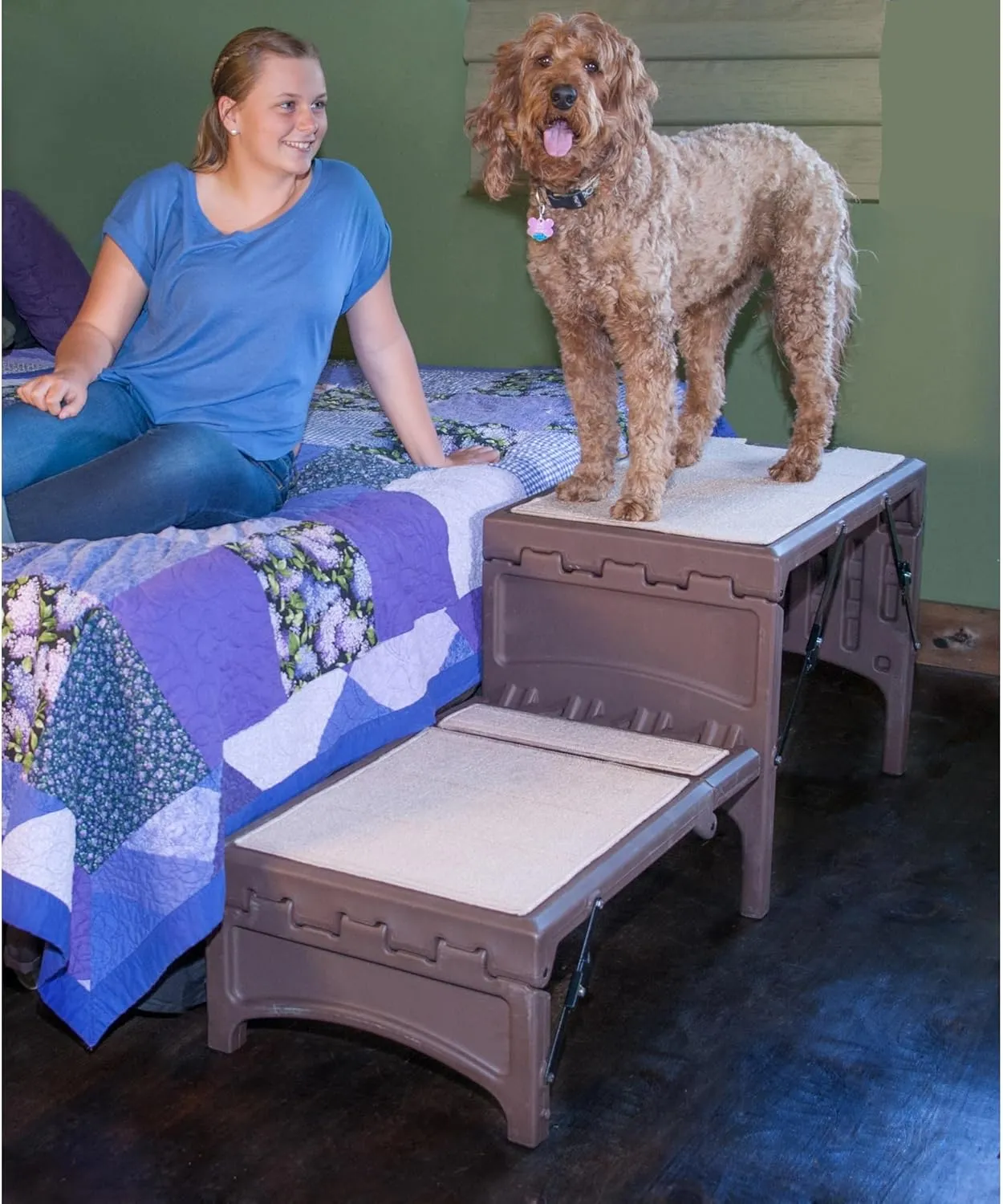 Pet Gear Free Standing Pet Ramp for Cats and Dogs, No Assembly Required, Easy Fold for Storage or Travel, Portable, Espresso