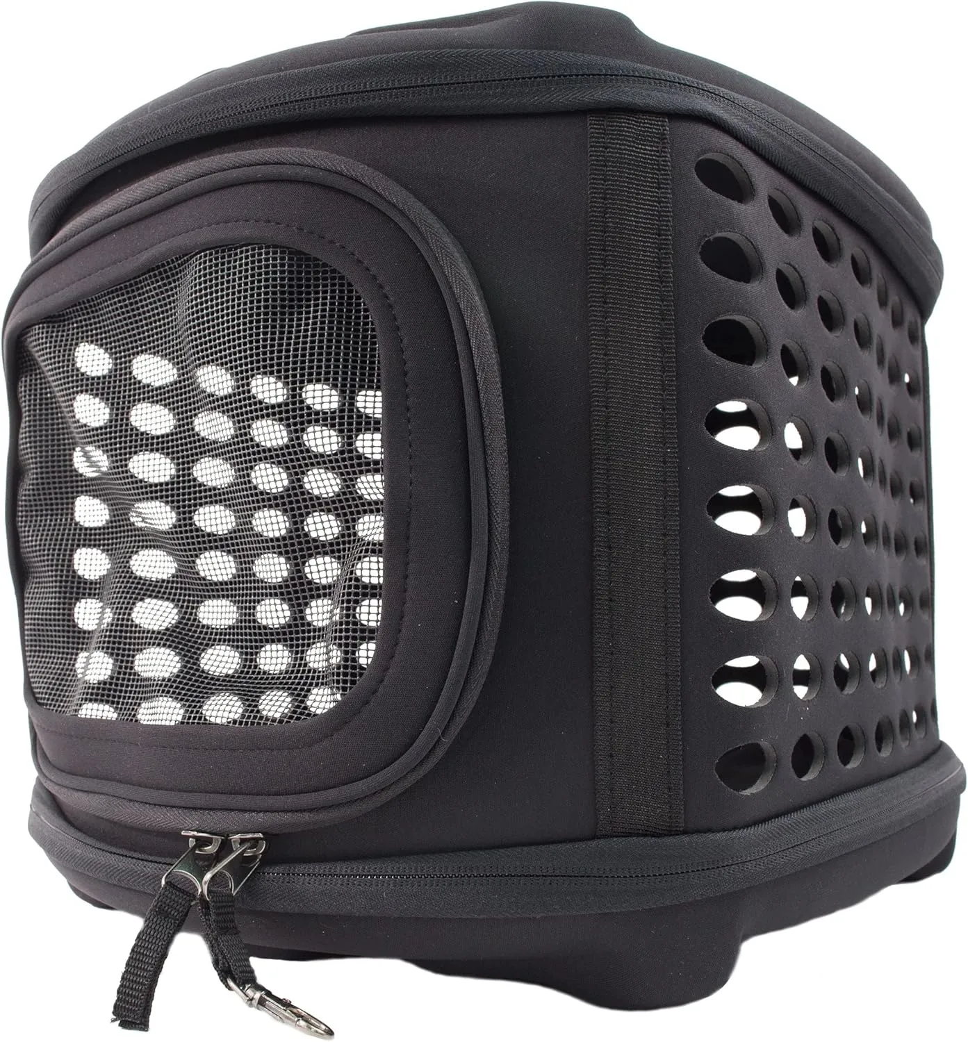 Pet Life Circular Shelled Travel Pet Carrier - Collapsible and Folding Airline Dog Carrier with Lightweight Military-Grade Durability with Included Shoulder Straps