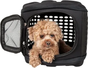 Pet Life Circular Shelled Travel Pet Carrier - Collapsible and Folding Airline Dog Carrier with Lightweight Military-Grade Durability with Included Shoulder Straps