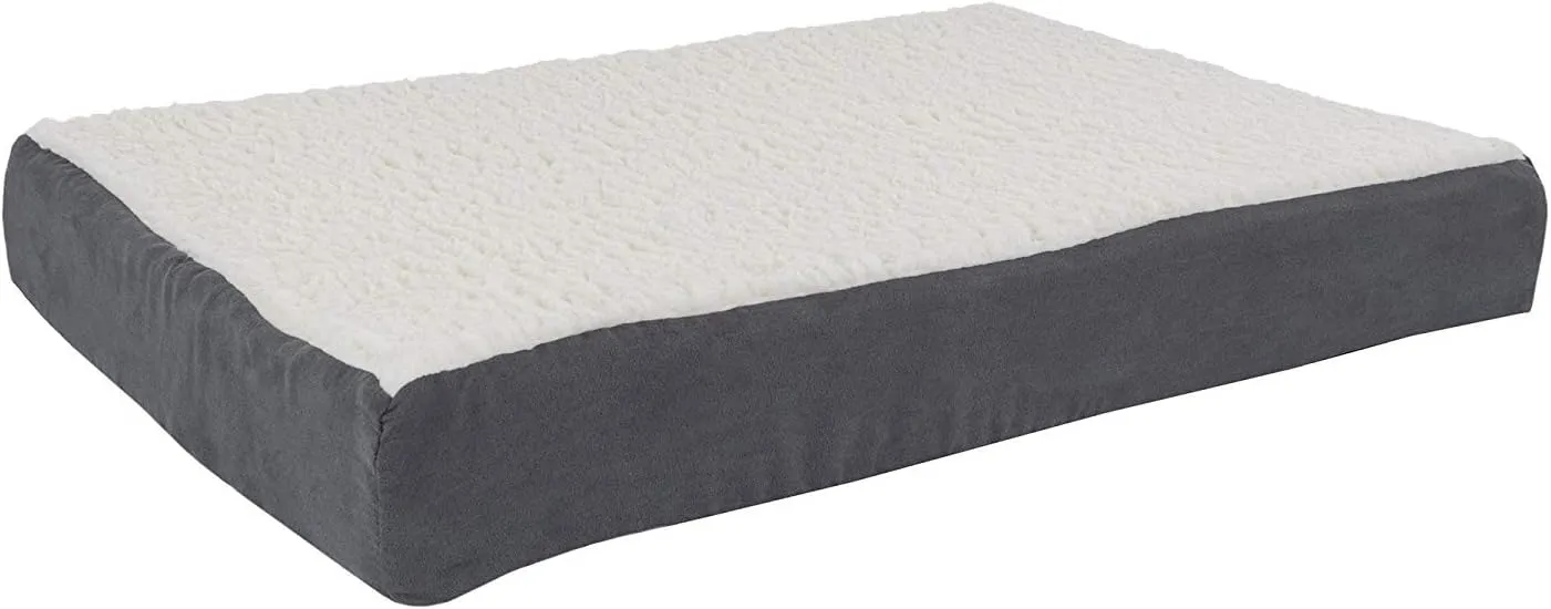 PETMAKER Orthopedic Dog Bed - 2-Layer 30x20.5-Inch Memory Foam Pet Mattress with Machine-Washable Sherpa Cover for Medium Dogs up to 45lbs (Gray)