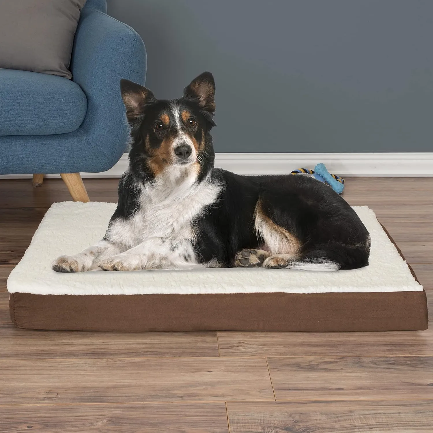 PETMAKER Orthopedic Dog Bed  2-Layer Memory Foam Dog Bed with Machine Washable Sherpa Top Cover  36x27 Pet Mattress for Large Dogs up to 65lbs (Brown)