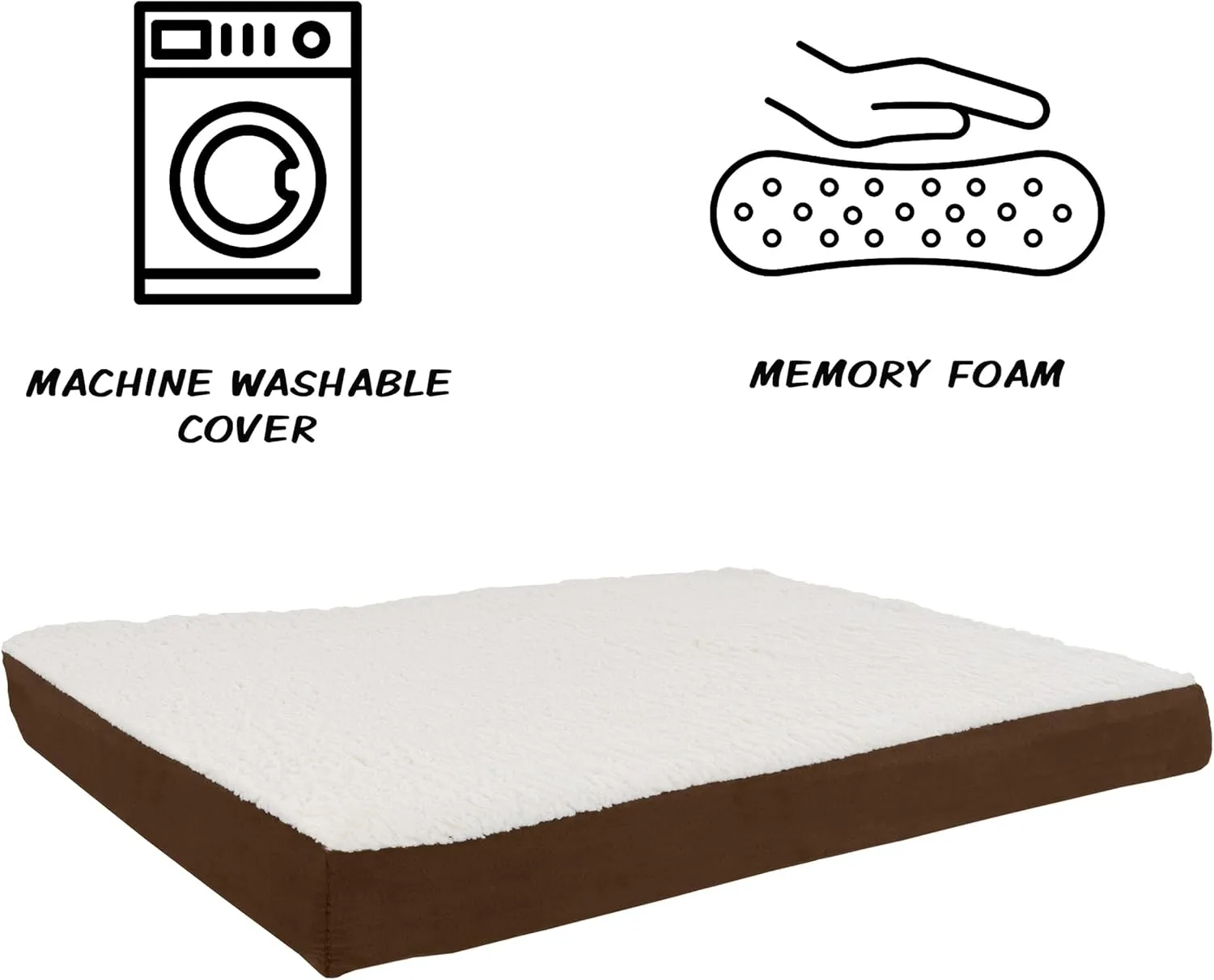 PETMAKER Orthopedic Dog Bed  2-Layer Memory Foam Dog Bed with Machine Washable Sherpa Top Cover  36x27 Pet Mattress for Large Dogs up to 65lbs (Brown)