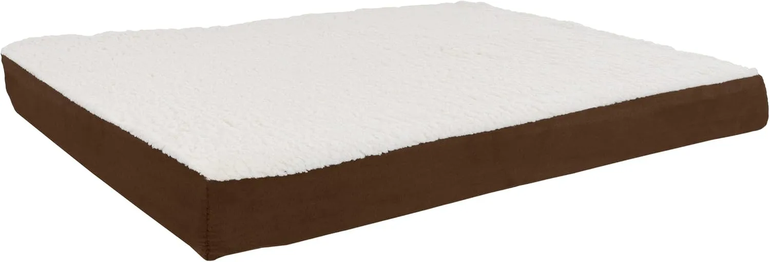 PETMAKER Orthopedic Dog Bed  2-Layer Memory Foam Dog Bed with Machine Washable Sherpa Top Cover  36x27 Pet Mattress for Large Dogs up to 65lbs (Brown)