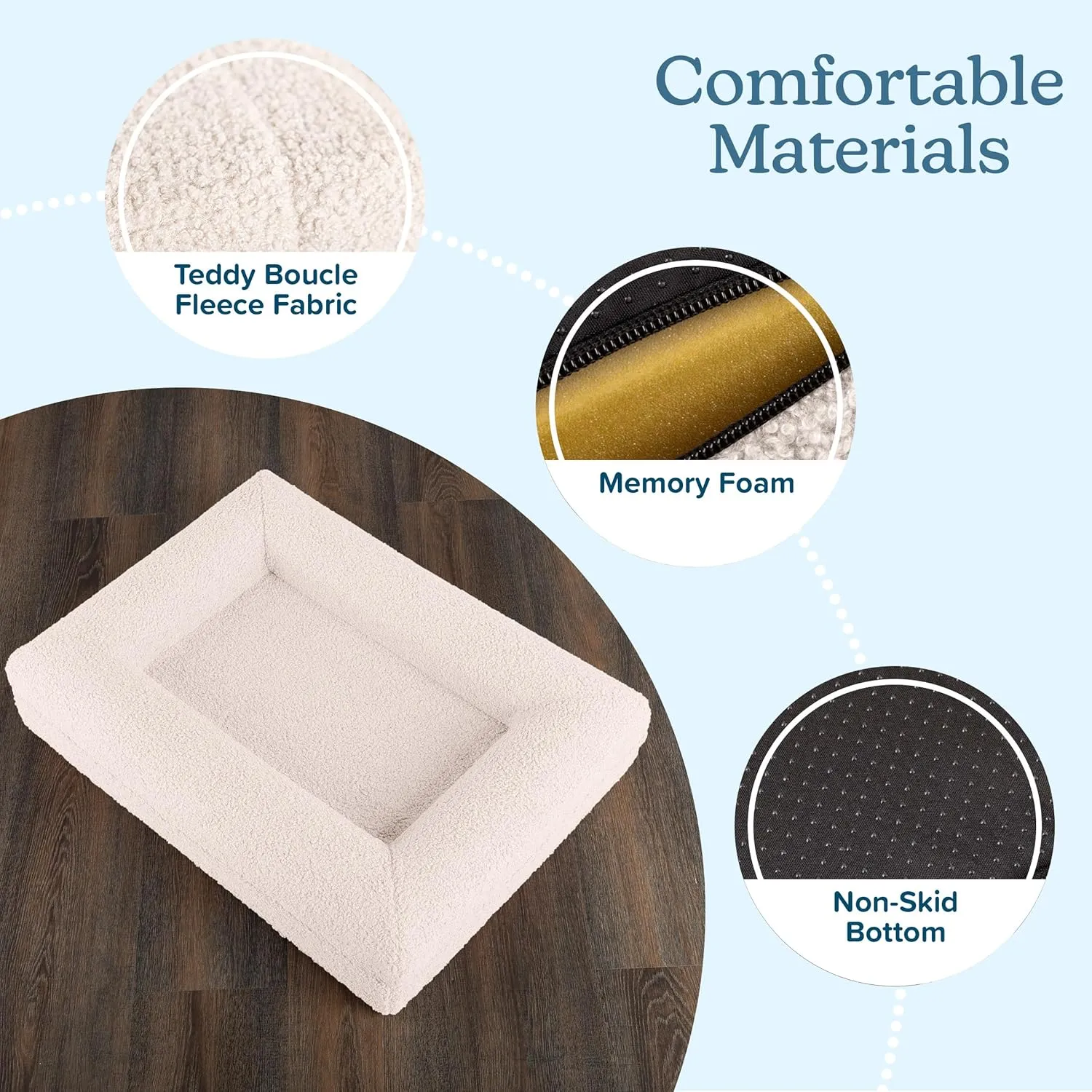 PETMAKER Orthopedic Pet Bed - 26in Small Dog Bed with Supportive Bolster, Nonslip Bottom, and Removable Washable Cover - Memory Foam Puppy Bed for Small Dogs and Cats - Dog Products (Cream)
