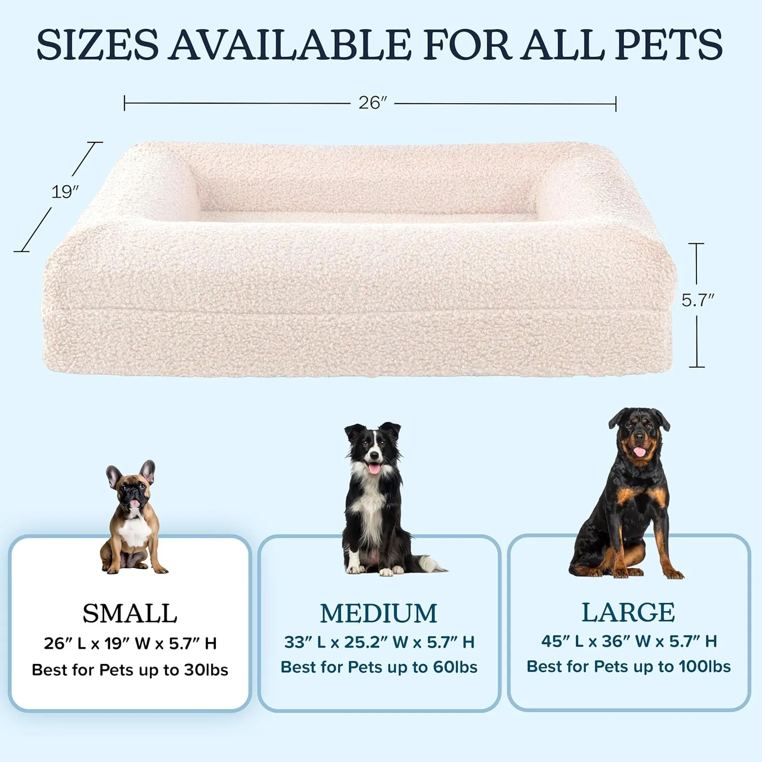 PETMAKER Orthopedic Pet Bed - 26in Small Dog Bed with Supportive Bolster, Nonslip Bottom, and Removable Washable Cover - Memory Foam Puppy Bed for Small Dogs and Cats - Dog Products (Cream)