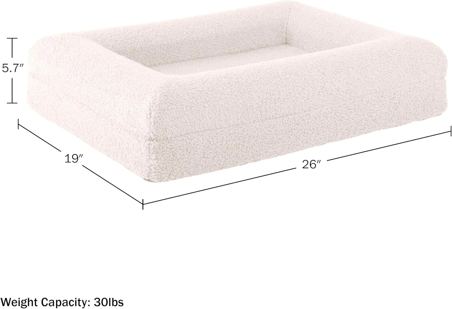 PETMAKER Orthopedic Pet Bed - 26in Small Dog Bed with Supportive Bolster, Nonslip Bottom, and Removable Washable Cover - Memory Foam Puppy Bed for Small Dogs and Cats - Dog Products (Cream)