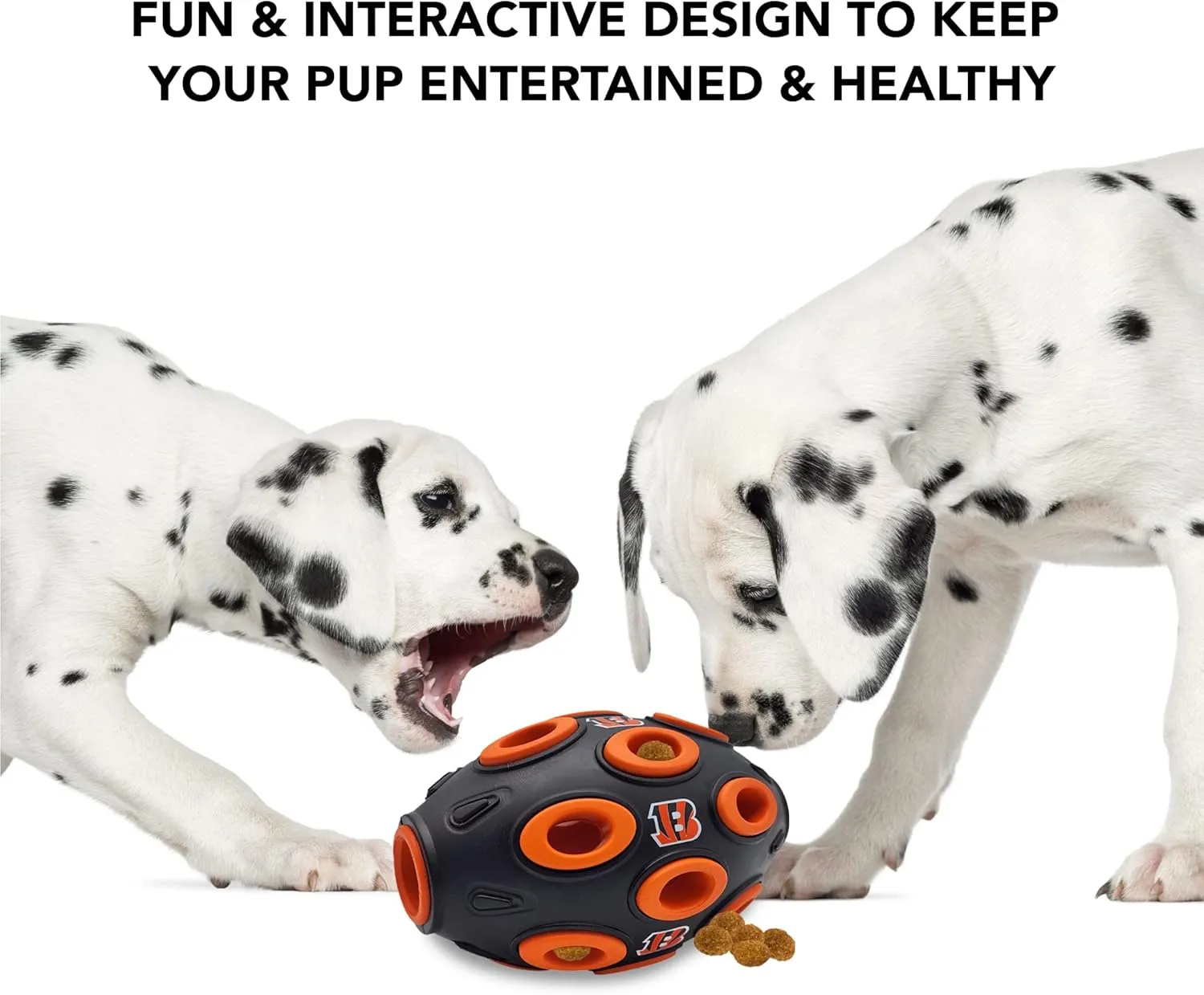 Pets First NFL Cincinnati Bengals Football Treat Dispensing Toy for Dogs and Cats, Rubber Ball Dog Toy, Interactive Fun Dog Treat Toy, Natural Rubber Dog Feeding Toy