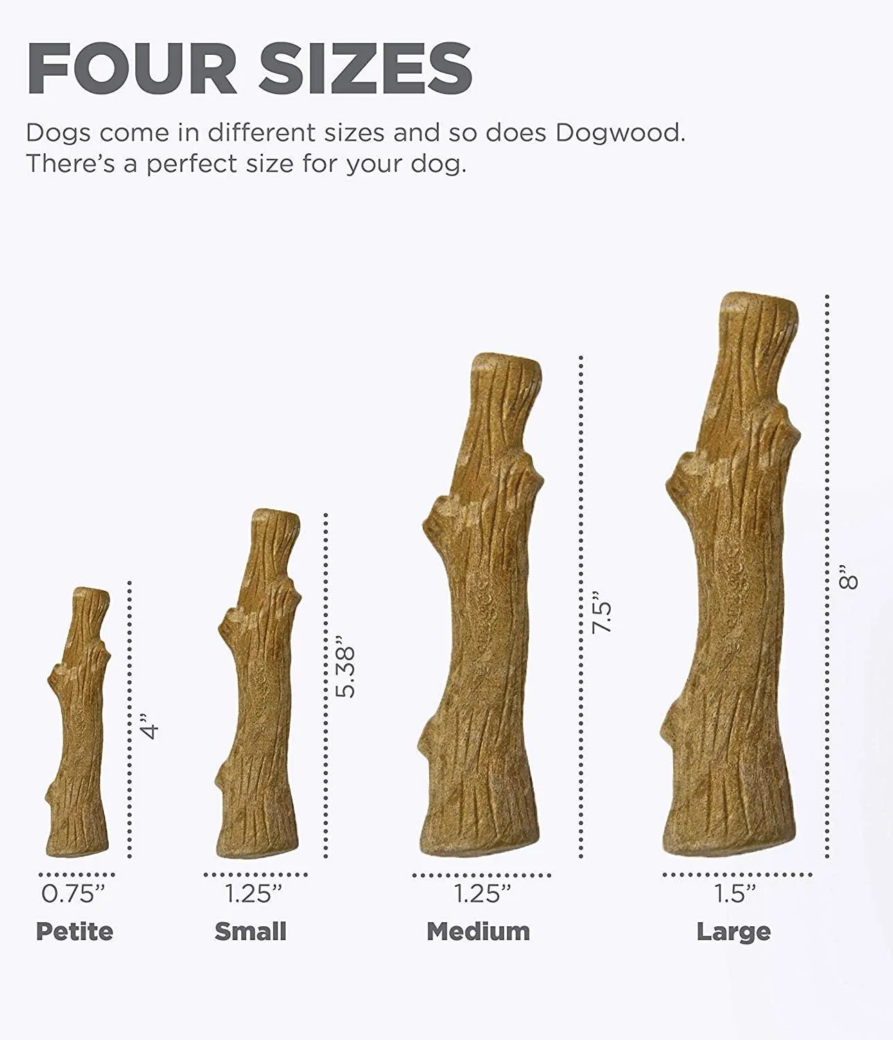 Petstages Dogwood Durable Dog Chew Toy, Large - Long Lasting Chew Stick Made with Real Wood - USA Made, L