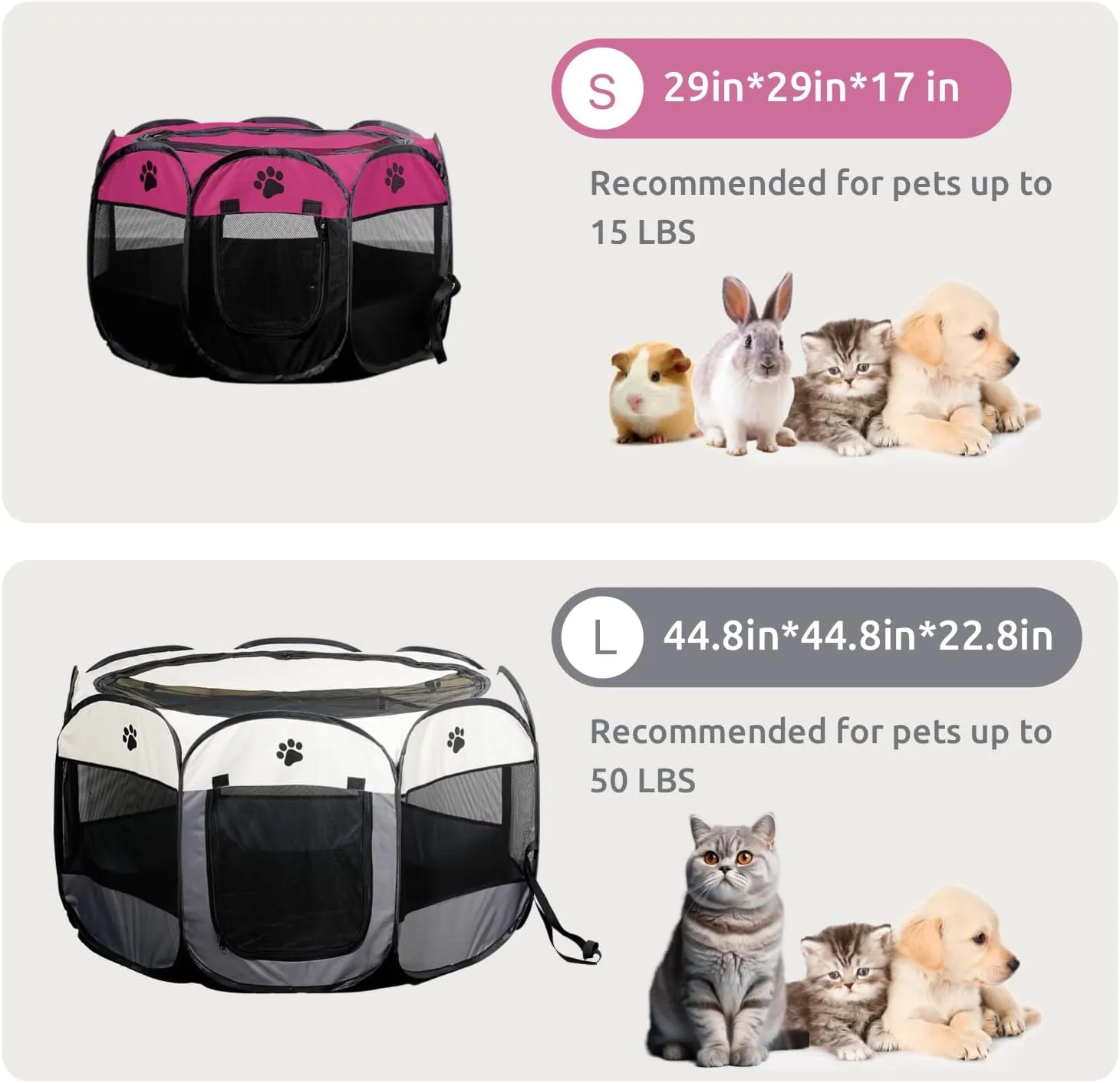 Portable Pet Playpen, Dog Playpen Foldable Pet Exercise Pen Tents Cat House Playground for Puppy Kitten Indoor Outdoor Travel Camping Use