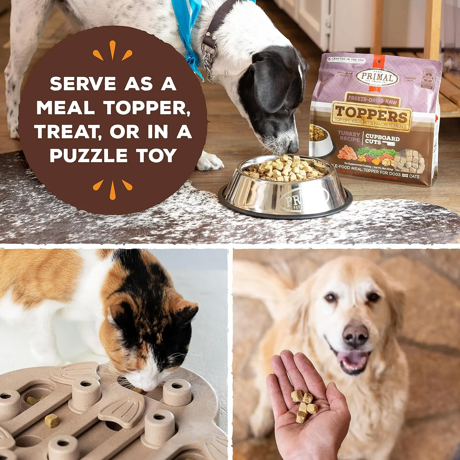 Primal Dog Food Toppers & Cat Food Toppers, Cupboard Cuts, Grain Free Meal Mixers with Probiotics, Raw Freeze Dried Dog Treats & Cat Treats, Great for Training, (Chicken, 18 oz)