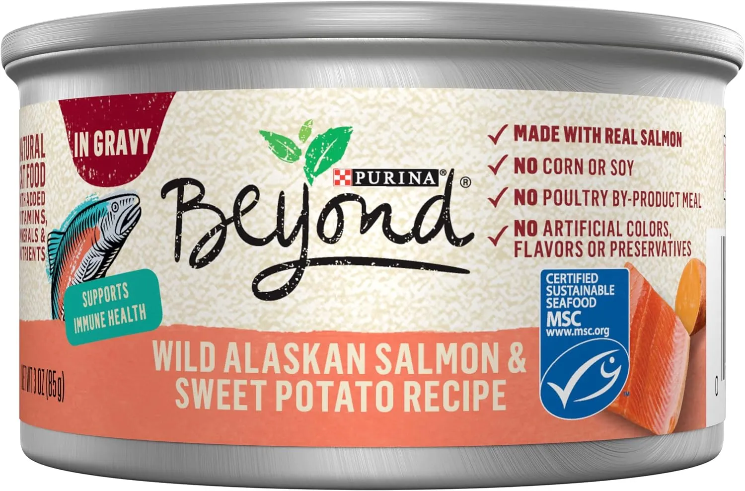 Purina Beyond Wild Alaskan Salmon and Sweet Potato Recipe In Wet Cat Food Gravy - (Pack of 12) 3 Oz. Cans