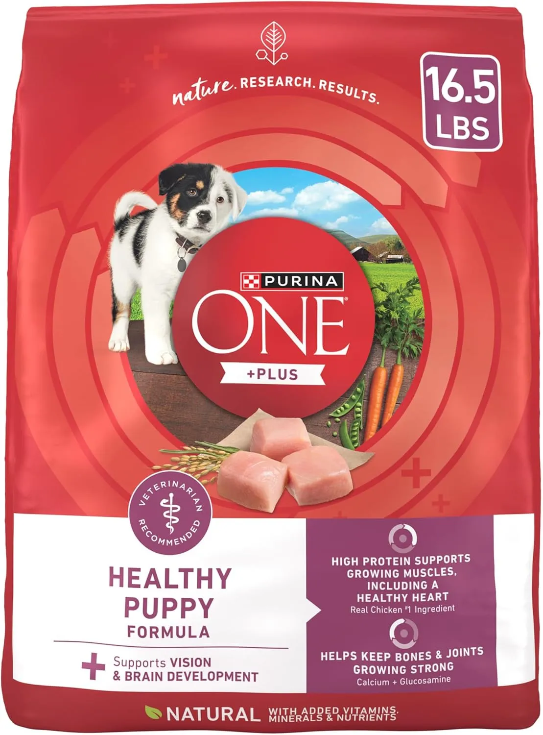 Purina ONE Plus Healthy Puppy Formula High Protein Natural Dry Puppy Food with added vitamins, minerals and nutrients - 16.5 lb. Bag