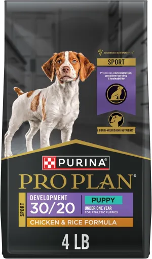 Purina Pro Plan Sport Development 30/20 Chicken and Rice Formula High Protein Dog Food for Puppies - 4 lb. Bag