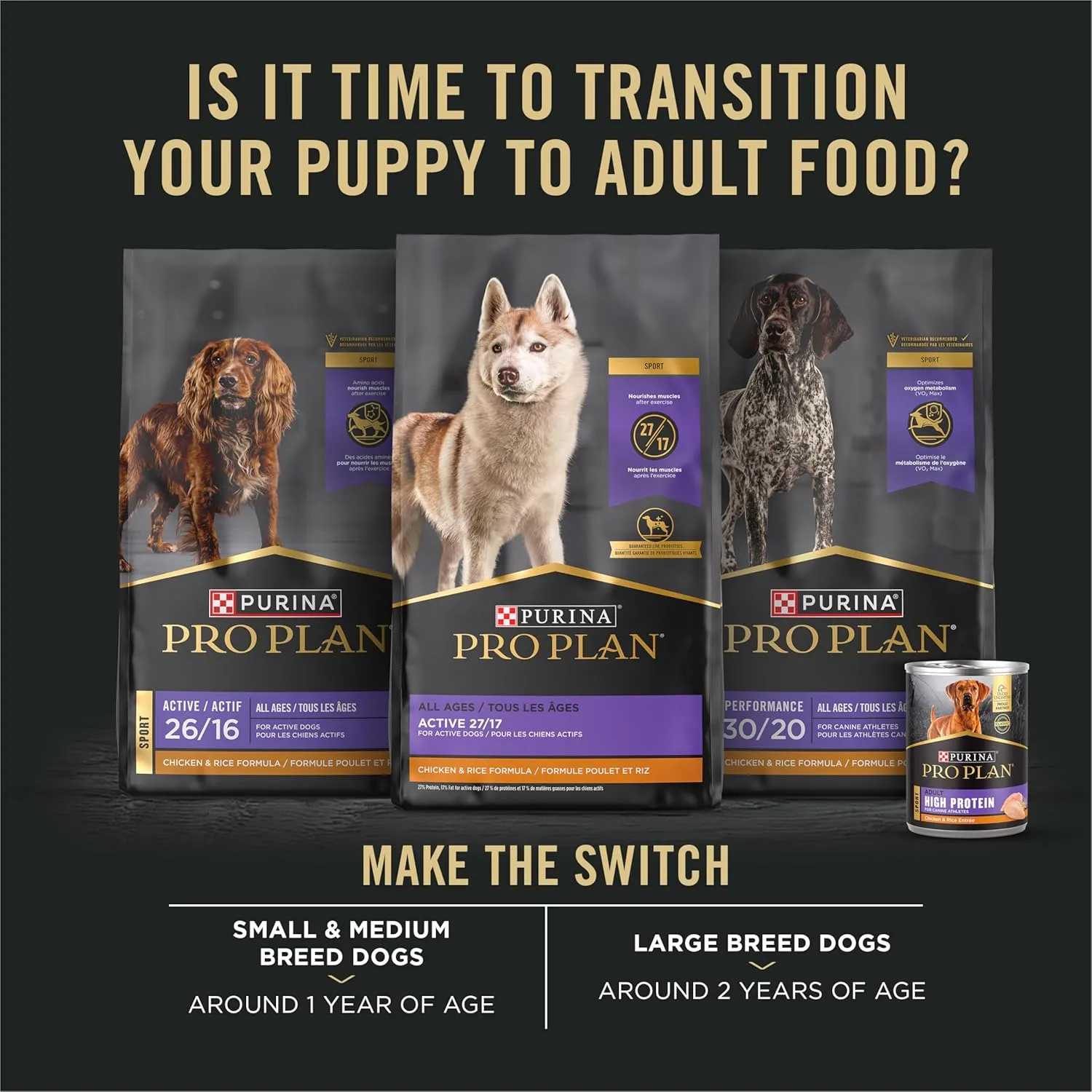Purina Pro Plan Sport Development Large Breed 30/18 Chicken and Rice High Protein Dog Food Puppy Formula - 35 lb. Bag