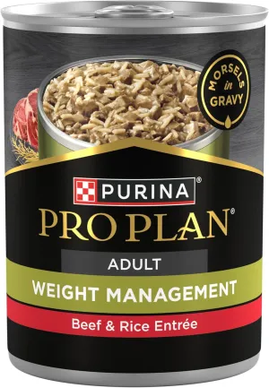Purina Pro Plan Weight Management Wet Dog Food Beef and Rice Entree in Gravy - (Pack of 12) 13 oz. Cans