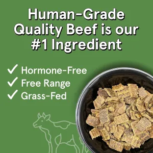 Real Meat Air Dried Dog Food w/Real Beef - 20lb Bag of USA-Crafted Grain-Free Real Meat Dog Food Sourced from Hormone-Free, Free Range, Grass-Fed Beef - Digestible, All Natural, High Protein