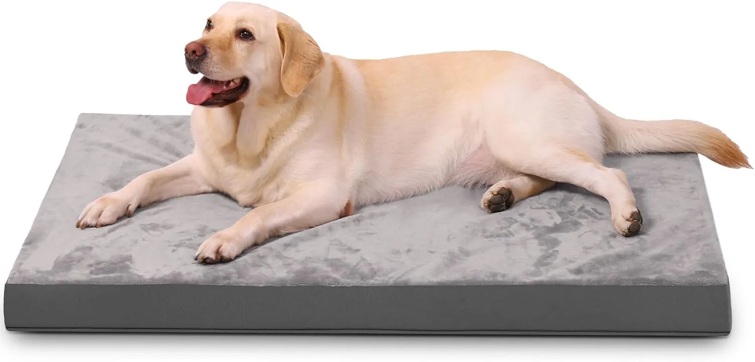 Reversible Dog Bed for Large Medium Dogs,Orthopedic Dog Crate Bed.Washable Plush Pet Bed with Removable Cover(41.0" L x 27.0" W x 3.5" Th)