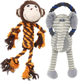 Rope Dog Toys to Keep Them Busy - Tug of War Dog Toys for Boredom Plush Interactive Squeaky Puppy Toys for Small Medium Large Dogs