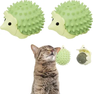 SEVENKA 2 PCS Catnip Toys Self-Grooming Cat Brush with Catnip Ball & Gall Fruit, Kitty Kitten Scratcher Self Groomer Cat Toys for Indoor Cats Lick, Chew Toys Corner Brushes Edible Wall Treats