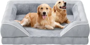 Simple Trending Extra Large Dog Bed - Orthopedic with Egg-Crate Foam, Waterproof XL Dog Sofa Couch with Removable Washable Cover & Anti-Slip Bottom, Grey