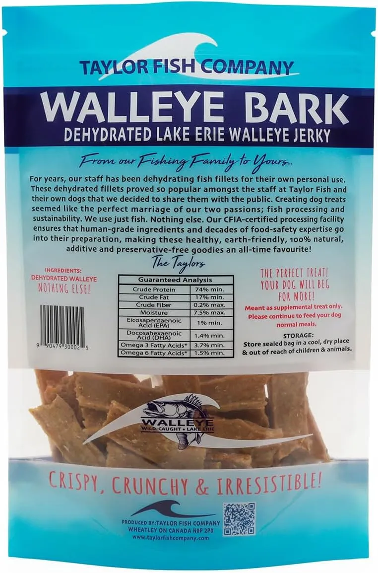 Single Ingredient Dog Treats | Natural Dehydrated Walleye Fish Snacks | Grain-Free High-Protein, Human Grade, No Additive | For Healthy Skin Coat & Dental Care | Dog Training Treats (1LB/16oz Bag)