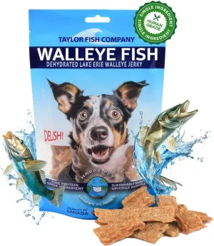 Single Ingredient Dog Treats | Natural Dehydrated Walleye Fish Snacks | Grain-Free High-Protein, Human Grade, No Additive | For Healthy Skin Coat & Dental Care | Dog Training Treats (1LB/16oz Bag)