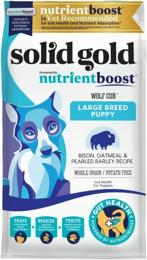 Solid Gold Large Breed Puppy Dog Food Dry Kibble - High Protein Dry Puppy Food for Large Breed Dogs w/Real Bison, Healthy Whole Grain & Probiotics for Gut Health & Digestion - Nutrientboost - 22 LB