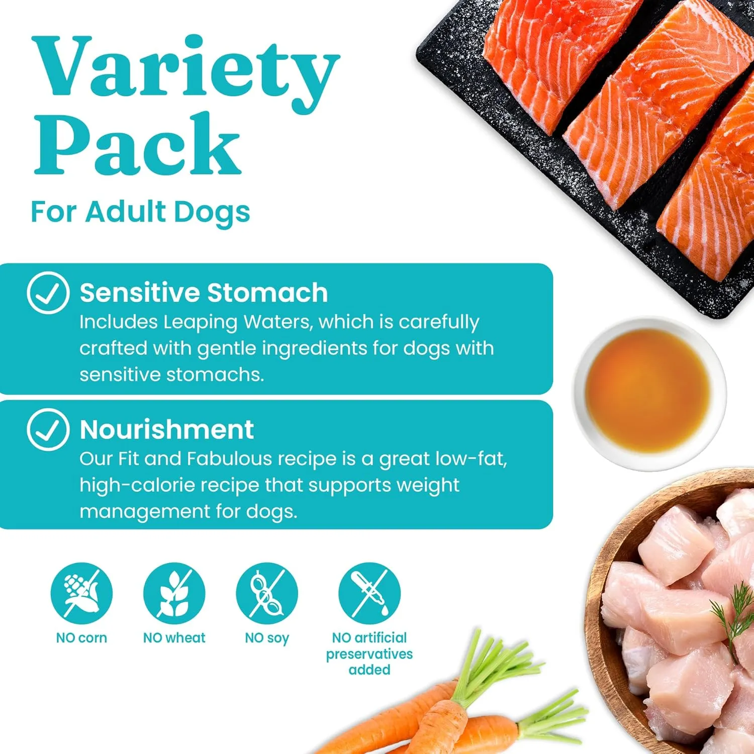 Solid Gold Wet Dog Food Variety Pack for Picky Eaters - Fit & Fabulous Chicken   Leaping Waters Chicken & Salmon Grain Free Canned Dog Food - Made with Real Protein for Sensitive Stomachs - 6 Pack