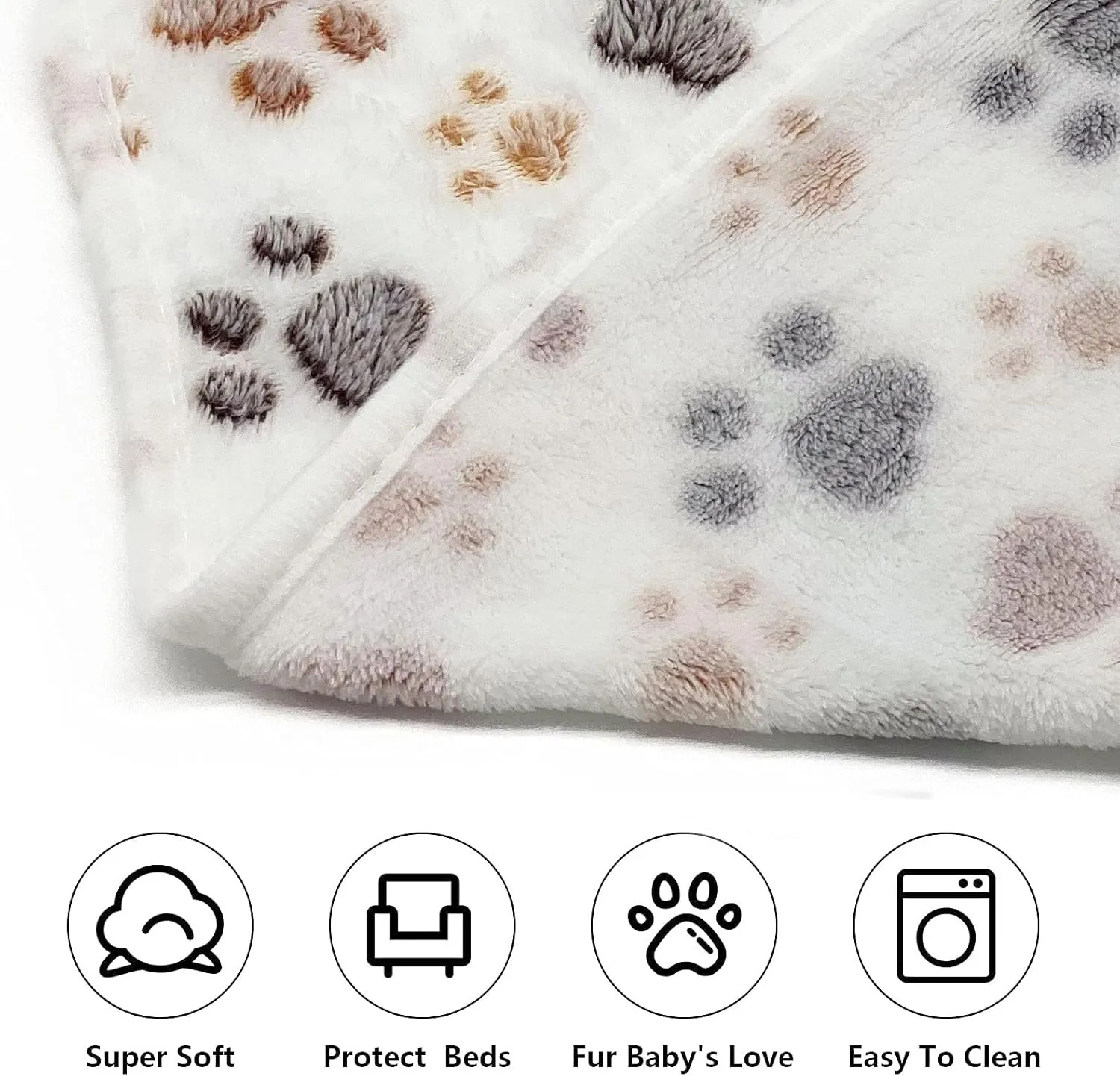 SORKUT 1 Pack 3 Puppy Dog Blankets Super Soft Warm Sleep Mat Fluffy Premium Fleece Pet Blanket Flannel Throw for Dog Puppy Cat - Paw Print Beige/Pink/Brown Small(23"x15")