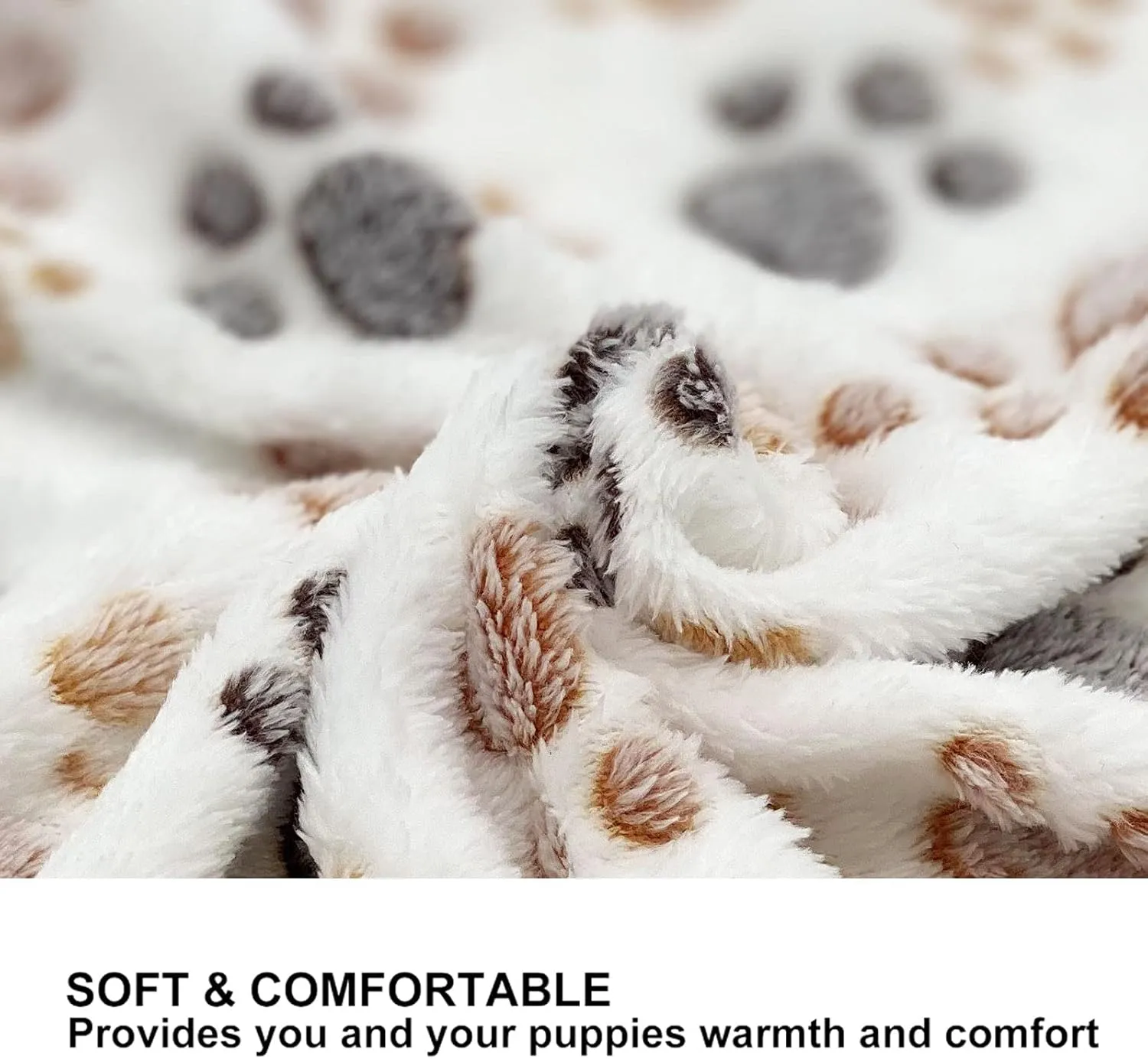 SORKUT 1 Pack 3 Puppy Dog Blankets Super Soft Warm Sleep Mat Fluffy Premium Fleece Pet Blanket Flannel Throw for Dog Puppy Cat - Paw Print Beige/Pink/Brown Small(23"x15")