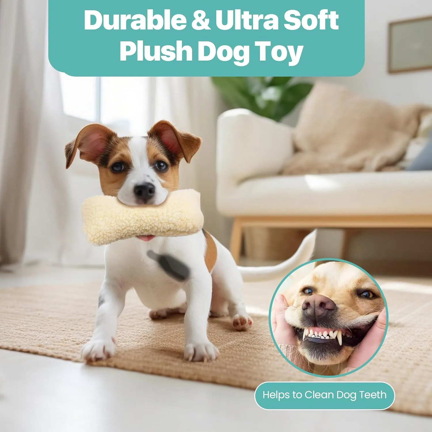 SPOT 9in Vermont Style Fleece Bone Dog Toy  Soft Comfort Plushie for Medium Dogs & Puppies  Built-in Squeaker  No Plastic Parts  Safe for Light Chewers  Cuddly & Calming Pet Toy