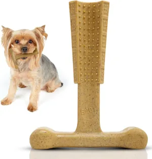 SPOT Bam-Bones Plus T-Bone, Bamboo Fiber & Nylon Dog Chew, Durable for Aggressive Chewers, Non-Splintering, for Adult Dogs & Teething Puppies Under 60lbs, 6in, Chicken Flavor