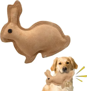 SPOT Dura-Fused Leather Rabbit Dog Toy  Real Leather & Jute, Double-Stitched, Durable Squeaky Chew Toy for Moderate Chewers, Small & Medium Dogs, 7.5in