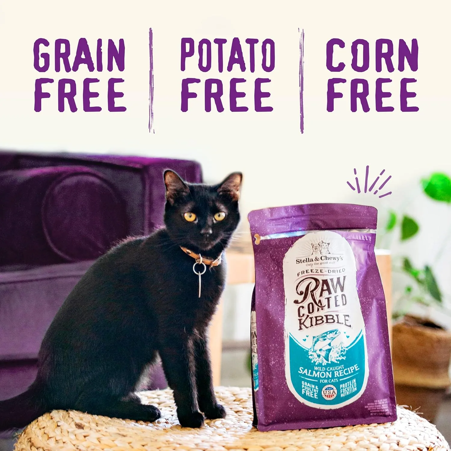 Stella & Chewy's Raw Coated Premium Kibble Cat Food  Grain Free, Protein Rich Meals  Cage-Free Duck Recipe  2.5 lb. Bag