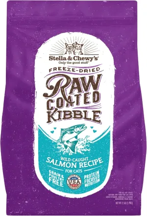 Stella & Chewy's Raw Coated Premium Kibble Cat Food  Grain Free, Protein Rich Meals  Wild Caught Salmon Recipe  2.5 lb. Bag