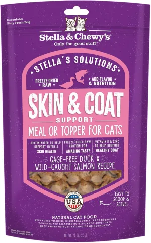 Stella & Chewy's Stella's Solutions Skin & Coat Boost Cage-Free Duck & Wild-Caught Salmon Dinner Morsels Freeze-Dried Raw Cat Food, 7.5 oz.