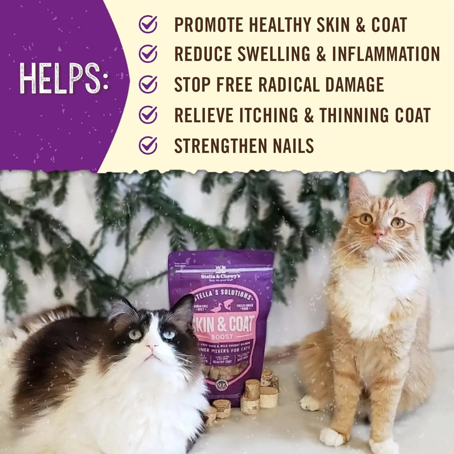 Stella & Chewy's Stella's Solutions Skin & Coat Boost Cage-Free Duck & Wild-Caught Salmon Dinner Morsels Freeze-Dried Raw Cat Food, 7.5 oz.