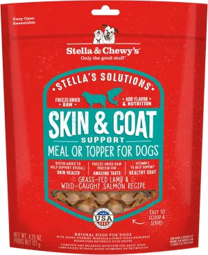Stella & Chewy's  Stellas Solutions Skin & Coat Boost  Grass-Fed Lamb & Wild-Caught Salmon Dinner Morsels  Freeze-Dried Raw, Protein Rich, Grain Free Dog Food  4.25 oz Bag