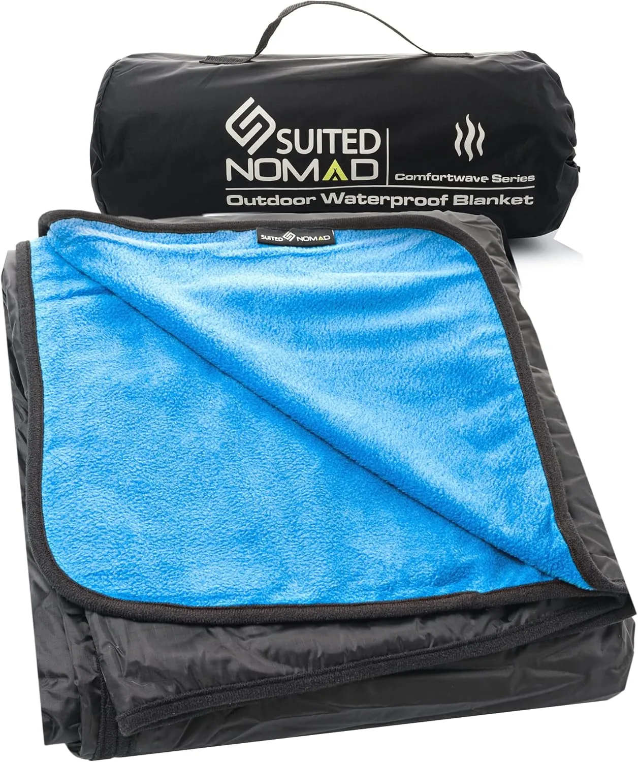 SUITEDNOMAD Large Waterproof Outdoor Stadium Blanket, Windproof and Warm Extra Thick Fleece or Quilted Sherpa, Great for Cold Weather Camping, Picnic, Sports, Festivals