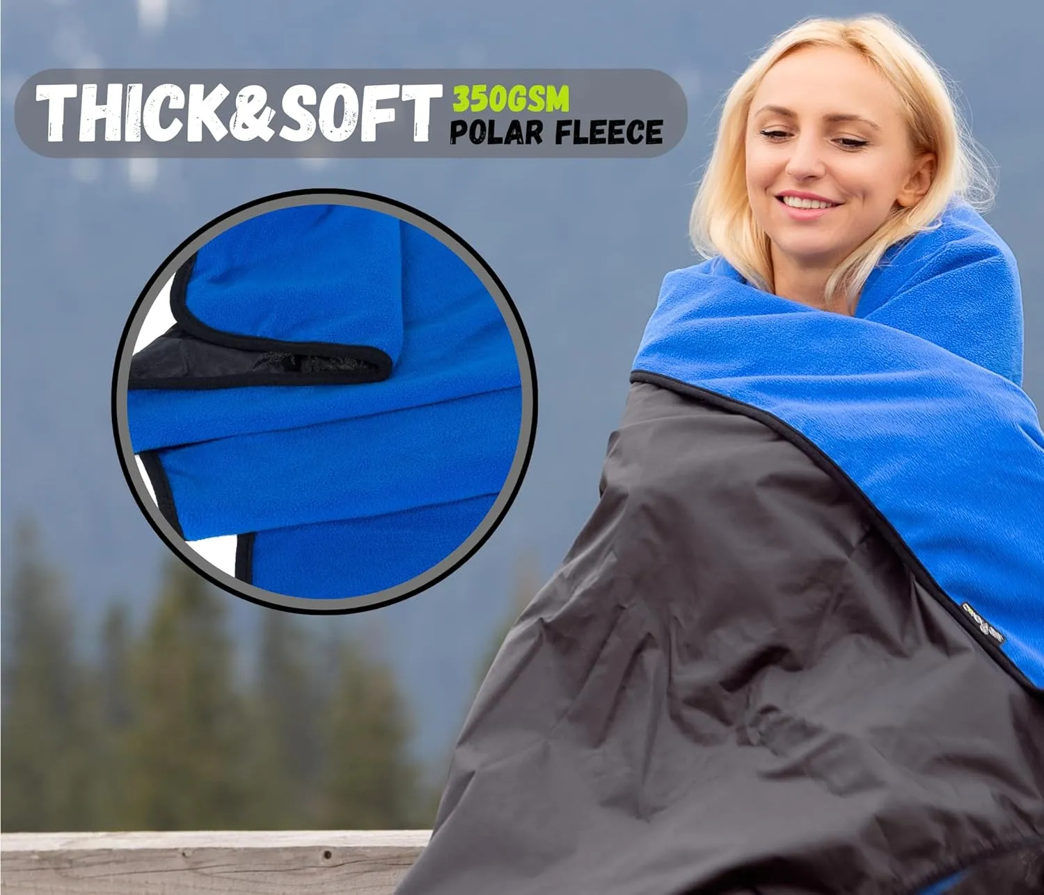 SUITEDNOMAD Large Waterproof Outdoor Stadium Blanket, Windproof and Warm Extra Thick Fleece or Quilted Sherpa, Great for Cold Weather Camping, Picnic, Sports, Festivals