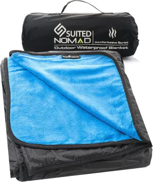 SUITEDNOMAD Large Waterproof Outdoor Stadium Blanket, Windproof and Warm Extra Thick Fleece or Quilted Sherpa, Great for Cold Weather Camping, Picnic, Sports, Festivals