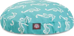 Teal Sea Horse Large Round Indoor Outdoor Pet Dog Bed With Removable Washable Cover By Majestic Pet Products